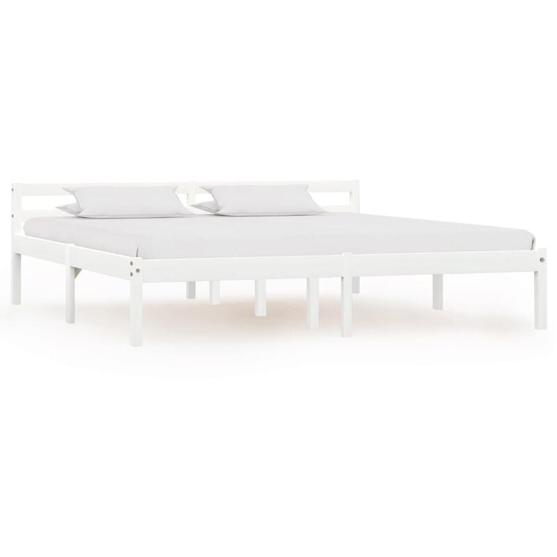 

Estructura de cama de madera maciza de pino blanco 160x200 cm - Blanco