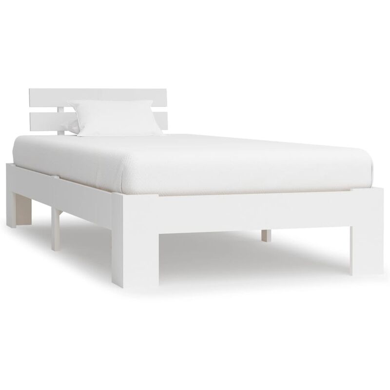 

Estructura de cama de madera maciza de pino blanco 90x200 cm - Blanco