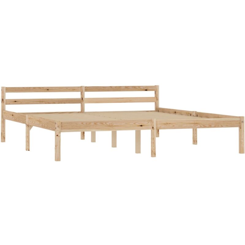 

Estructura de Cama de Madera Maciza de Pino Natural 160x200 cm - Marrón - Vidaxl