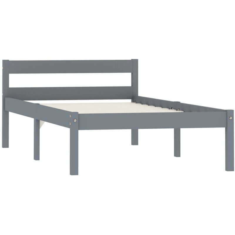 

Estructura de Cama de Madera Maciza de Pino Gris 90x200 cm - Gris - Vidaxl