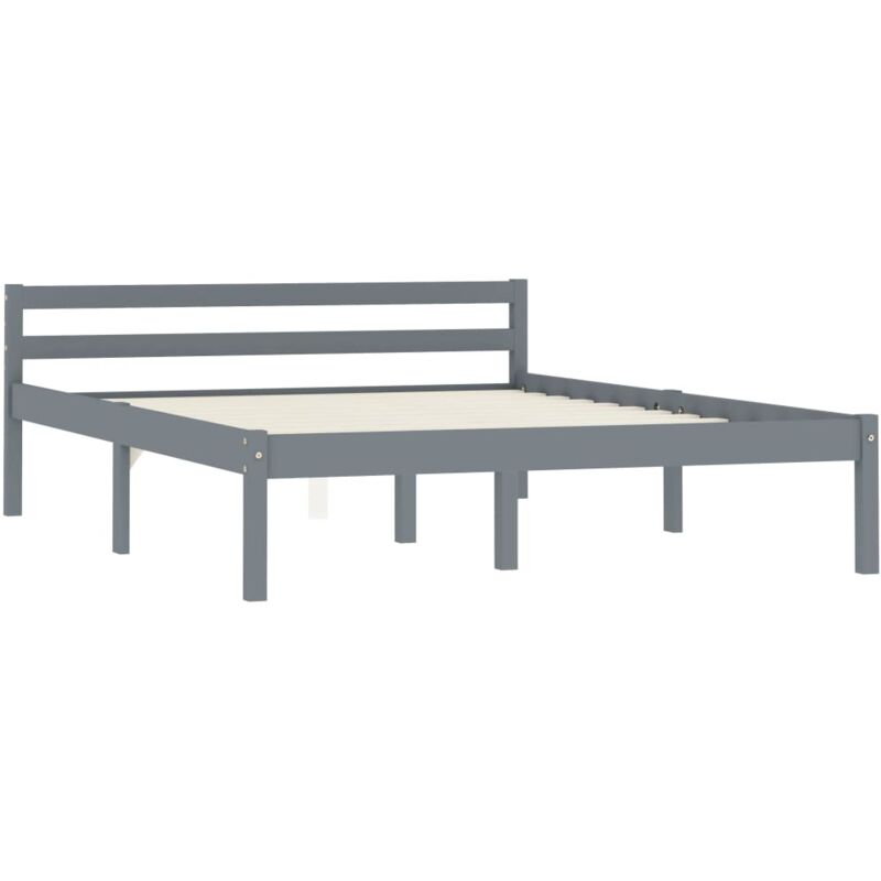 

vidaXL Estructura de Cama de Madera Maciza de Pino Gris 140x200 cm - Gris