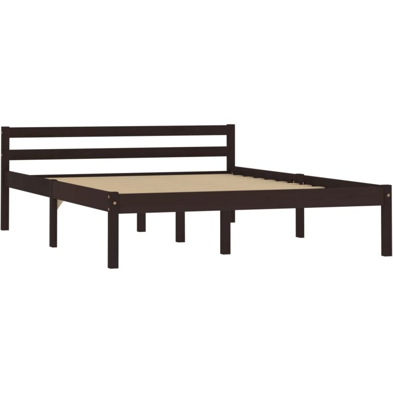 

Estructura de Cama de Madera Maciza Pino Marrón Oscuro 140x200 cm - Marrón - Vidaxl