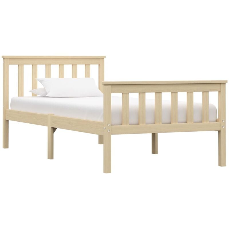 

Estructura de cama de madera maciza de pino clara 100x200 cm - Marrón