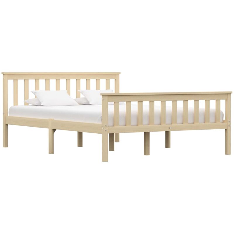 

Estructura de cama de madera maciza de pino clara 140x200 cm - Marrón