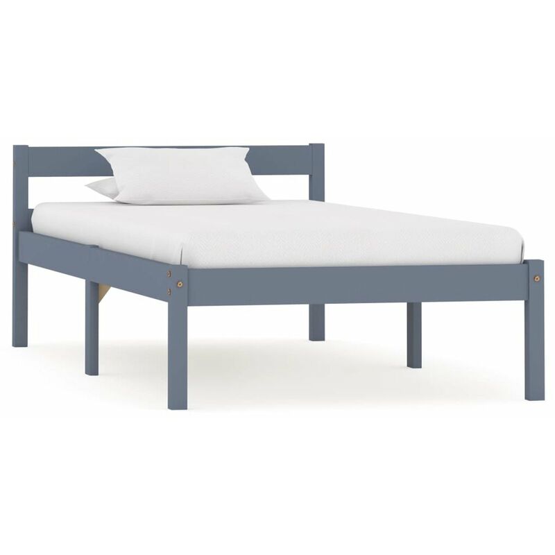 

Estructura de cama de madera maciza de pino gris 100x200 cm