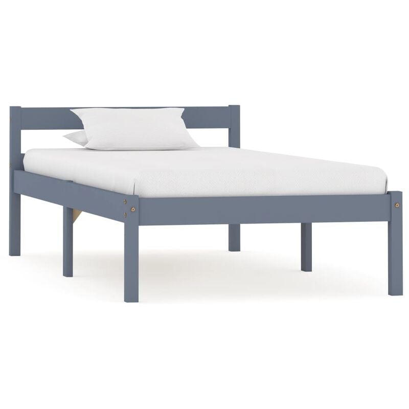 

Estructura de cama de madera maciza de pino gris 100x200 cm