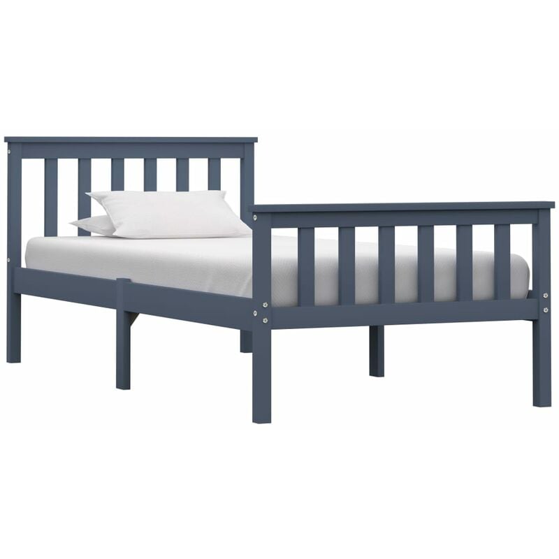 

Estructura de cama de madera maciza de pino gris 100x200 cm