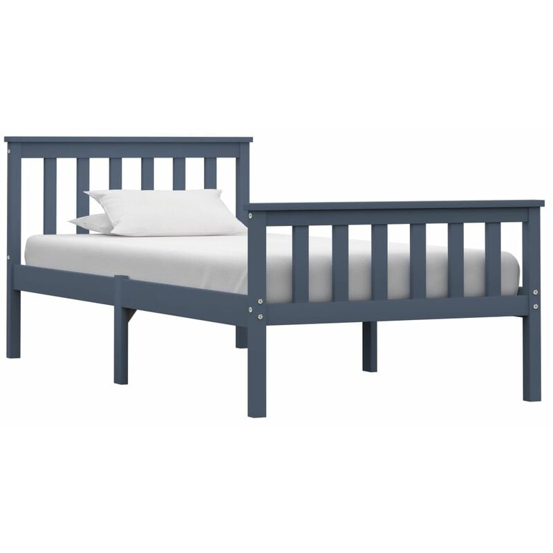 

Estructura de cama de madera maciza de pino gris 100x200 cm - Gris