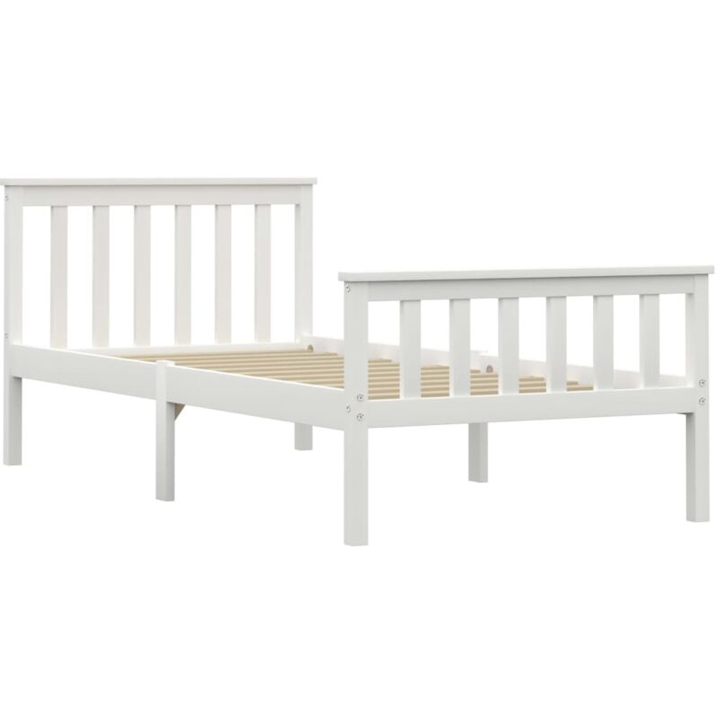 

vidaXL Madera Maciza de Pino Estructura de Cama Blanca 100x200 cm - Blanco
