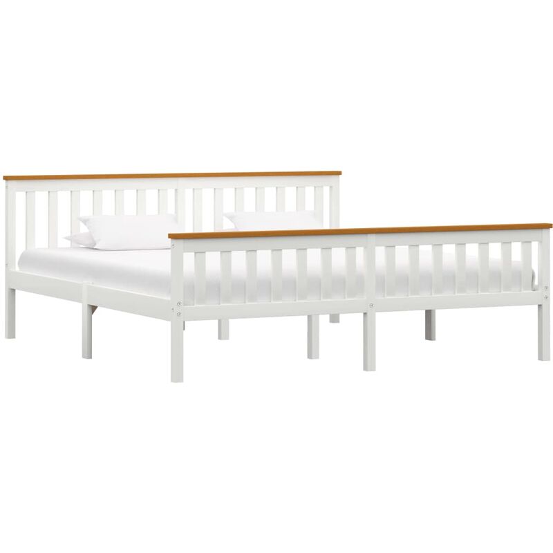 

Madera Maciza de Pino Estructura de Cama Blanca Marrón 180x200 cm - Blanco - Vidaxl