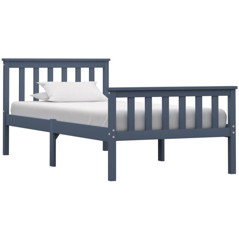 

Madera Maciza de Pino Estructura de Cama Gris 90x200 cm - Gris - Vidaxl