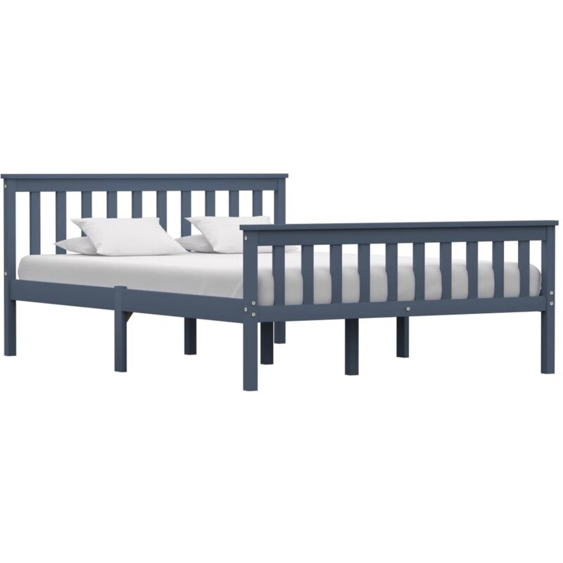 

Madera Maciza de Pino Estructura de Cama Gris 140x200 cm - Gris - Vidaxl
