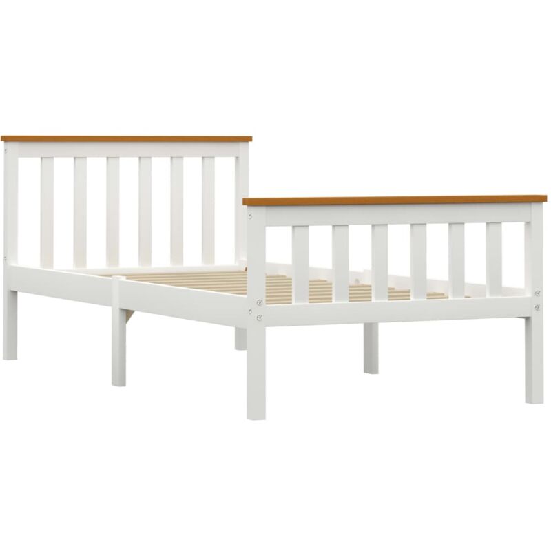 

Madera Maciza de Pino Estructura de Cama Blanca Marrón 100x200 cm - Blanco - Vidaxl