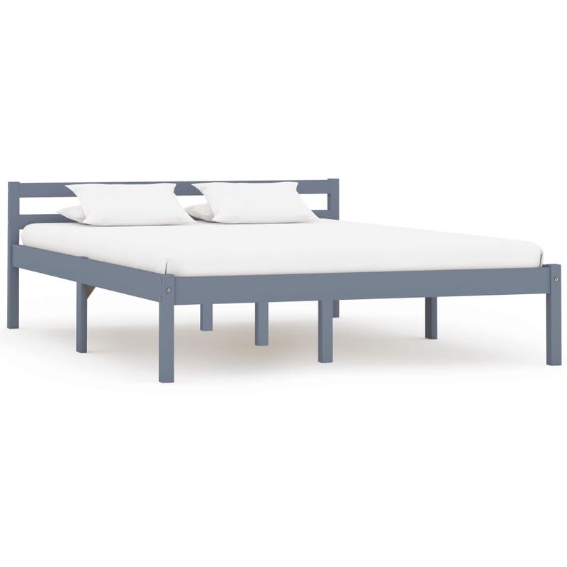

Estructura de cama de madera maciza de pino gris 120x200 cm