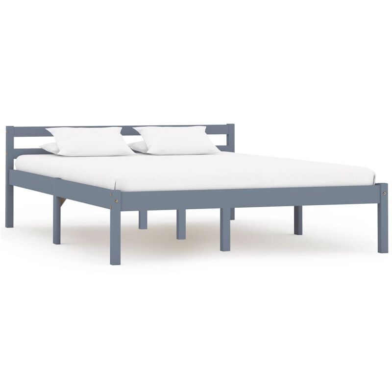 

Estructura de cama de madera maciza de pino gris 120x200 cm - Gris