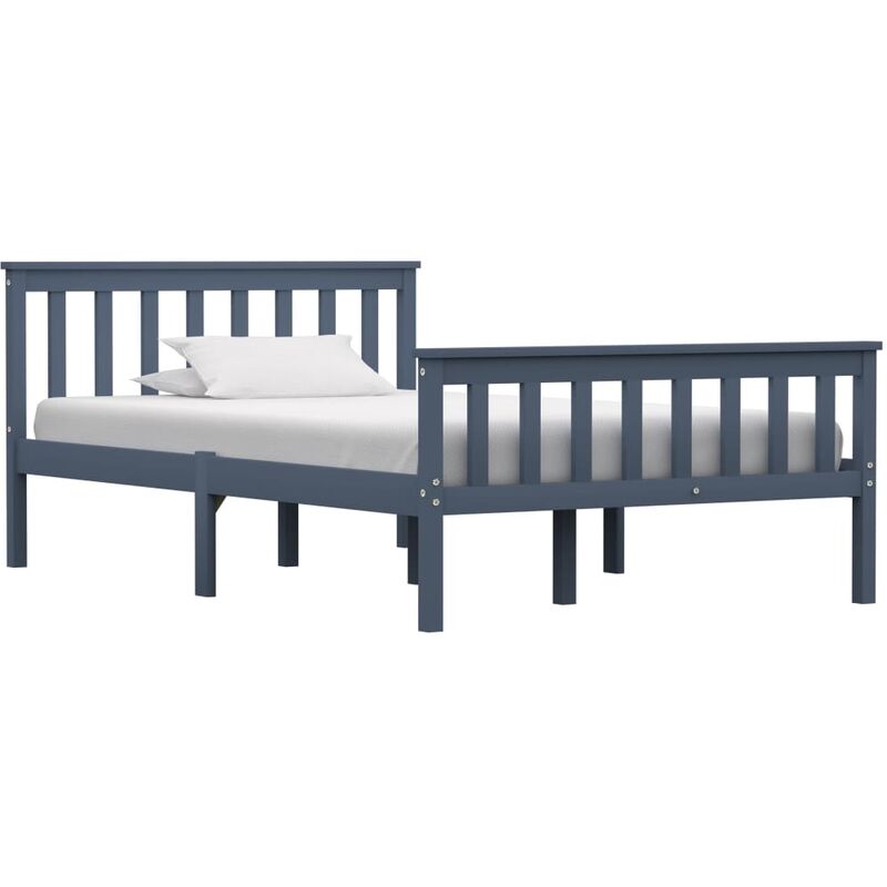

Estructura de cama de madera maciza de pino gris 120x200 cm - Gris