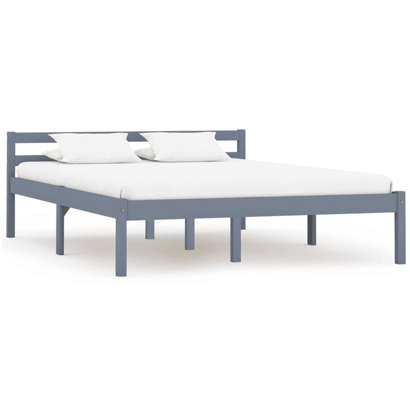 

Estructura de cama de madera maciza de pino gris 140x200 cm