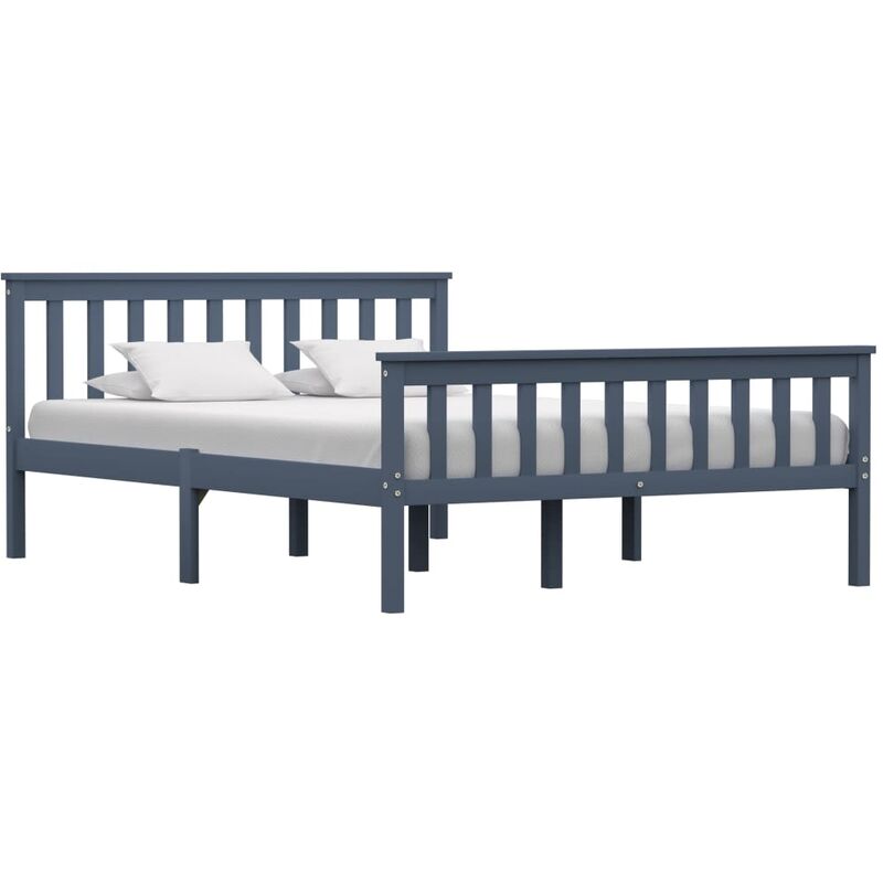 

Estructura de cama de madera maciza de pino gris 140x200 cm - Gris