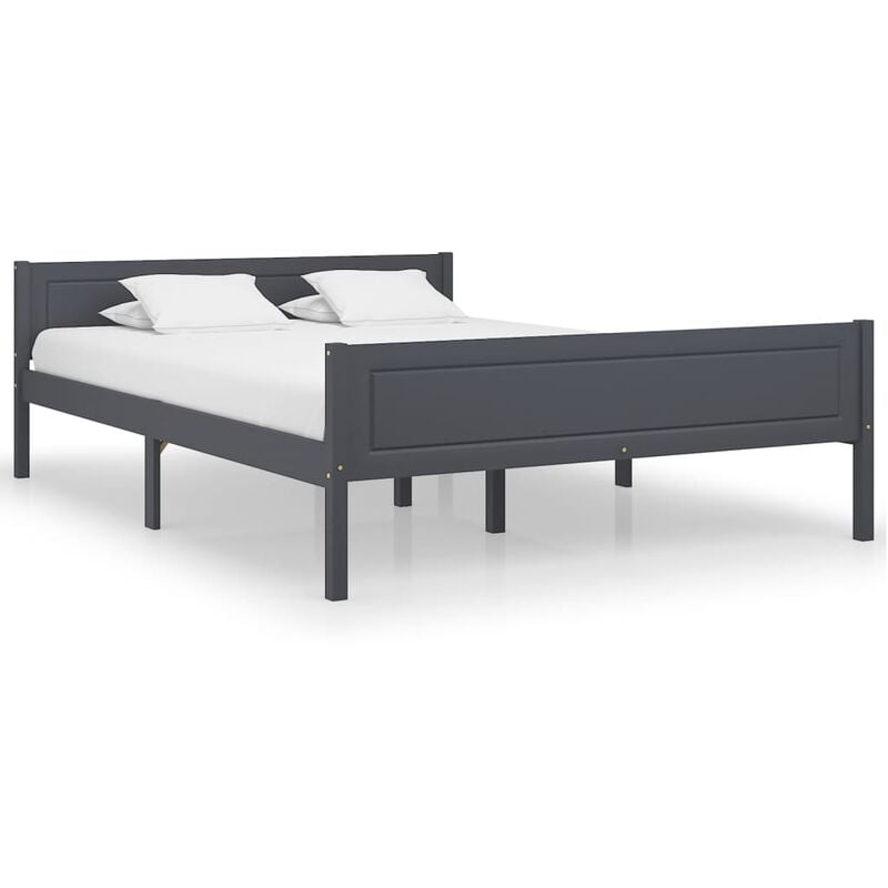 

Estructura de cama de madera maciza de pino gris 160x200 cm
