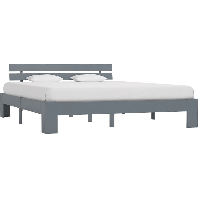 

Estructura de cama de madera maciza de pino gris 160x200 cm - Gris
