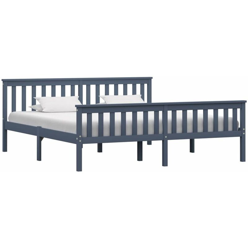 

Estructura de cama de madera maciza de pino gris 180x200 cm