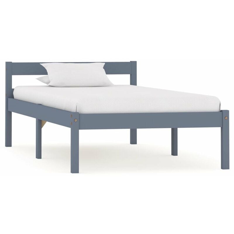 

Estructura de cama de madera maciza de pino gris 90x200 cm