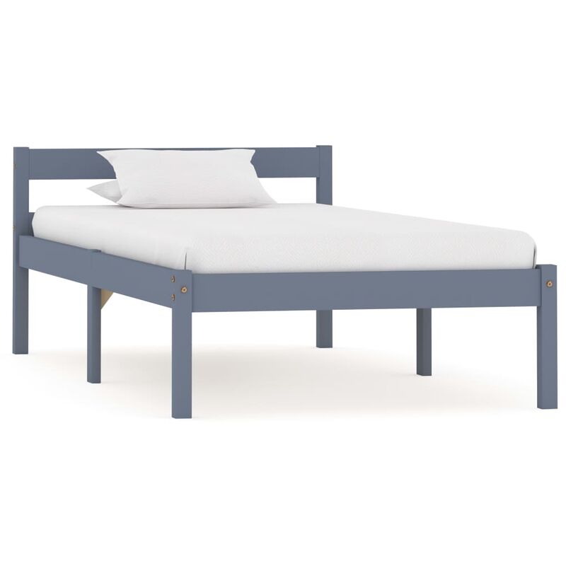 

Estructura de cama de madera maciza de pino gris 90x200 cm - Gris