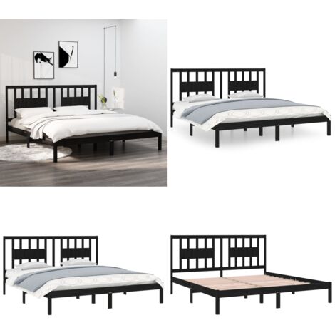 Estructura de cama de madera maciza de pino negro 200x200 cm - Estructura de cama - Cama de pino