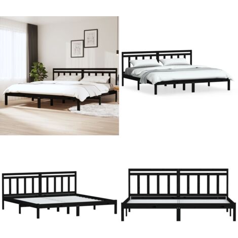 Estructura de cama de madera maciza de pino negro 200x200 cm - Estructura de cama - Cama de pino