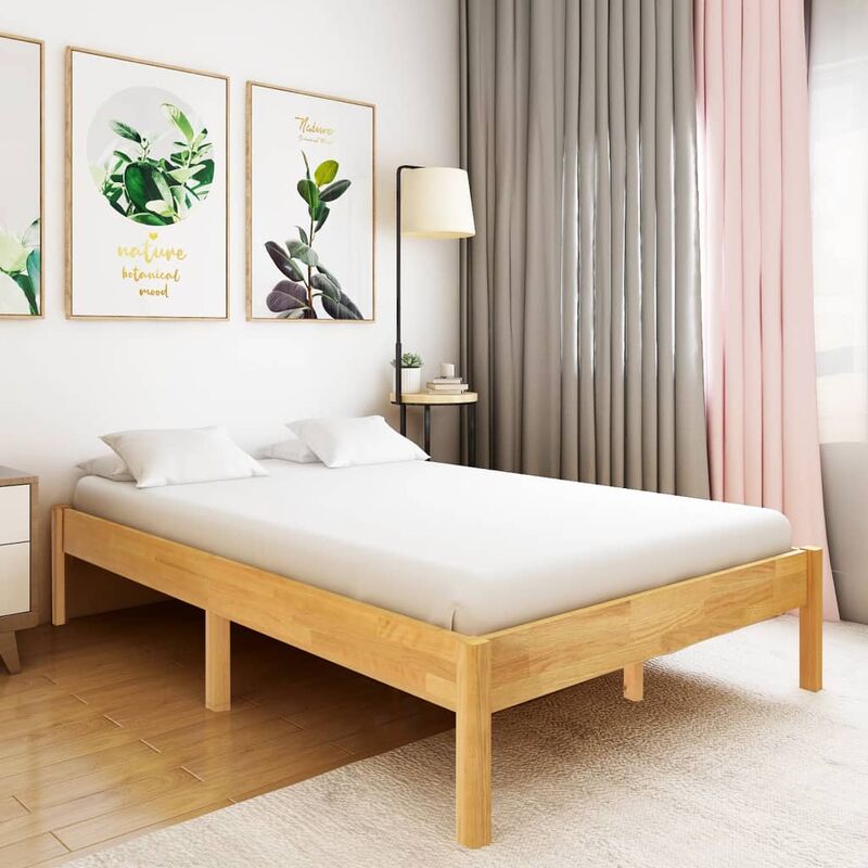 

Estructura de cama de madera maciza de roble 120x200 cm