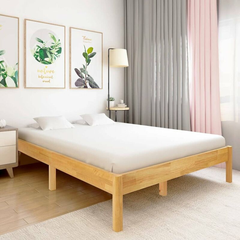 

Estructura de cama de madera maciza de roble 160x200 cm