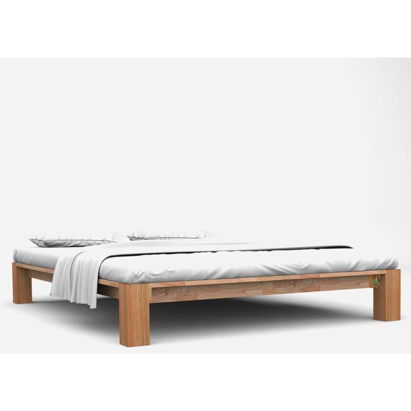 

Estructura de cama de madera maciza de roble 160x200 cm