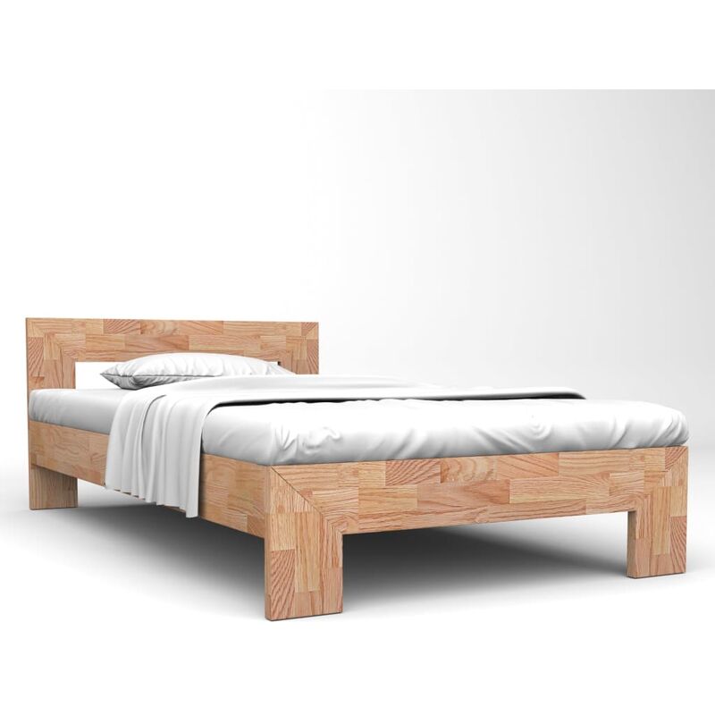 

Estructura de cama de madera maciza de roble 160x200 cm - Marrón