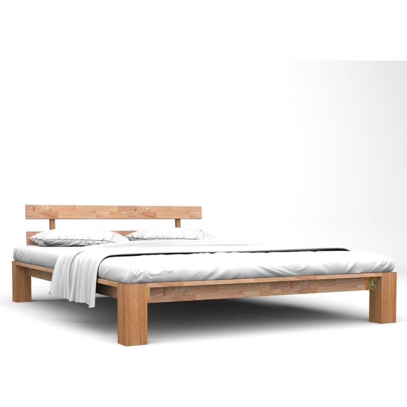 

Estructura de cama de madera maciza de roble 160x200 cm - Marrón