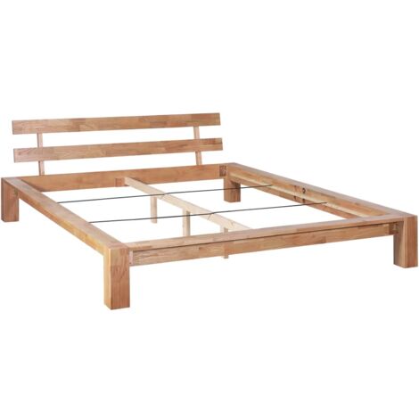 Estructura de cama de madera maciza de roble 160x200 cm vidaXL - Marrón