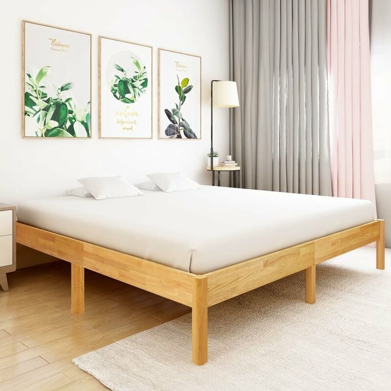 

Estructura de cama de madera maciza de roble 180x200 cm