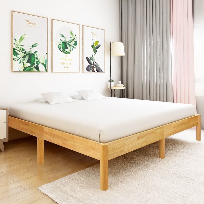 

Estructura de cama de madera maciza de roble 180x200 cm - Marrón