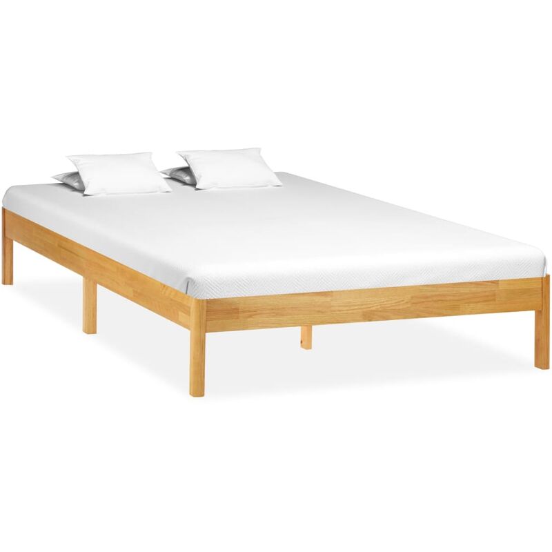 

vidaXL Madera Maciza de Roble Estructura de Cama 140x200 cm - Marrón