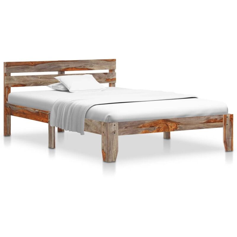 

Estructura de cama de madera maciza de sheesham 120x200 cm - Gris