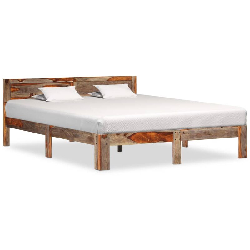 

Estructura de cama de madera maciza de sheesham 140x200 cm - Gris