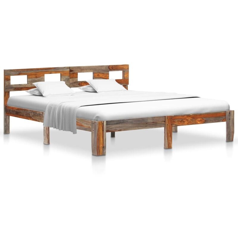 

Estructura de cama de madera maciza de sheesham 180x200 cm - Gris