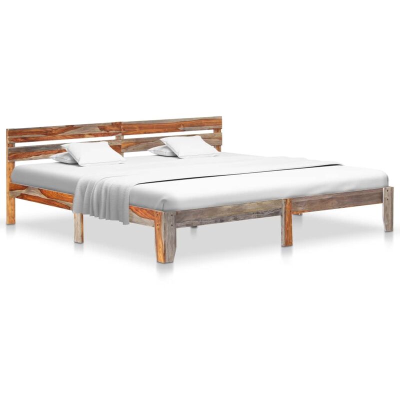 

Estructura de cama de madera maciza de sheesham 200x200 cm - Gris