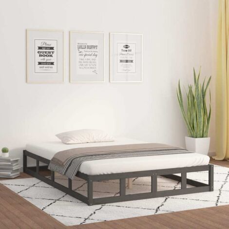 Estructura de cama de madera maciza gris 150x200 cm vidaXL