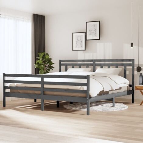 Estructura de cama de madera maciza gris 200x200 cm vidaXL