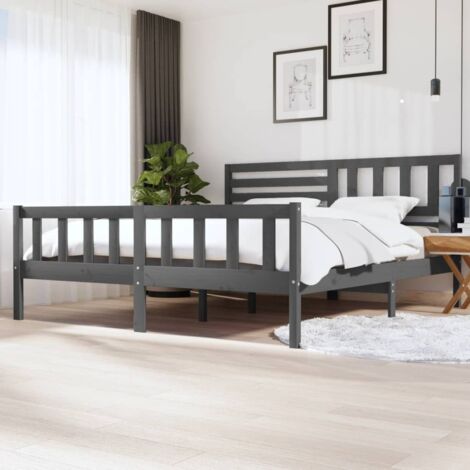 Estructura de cama de madera maciza gris 200x200 cm vidaXL