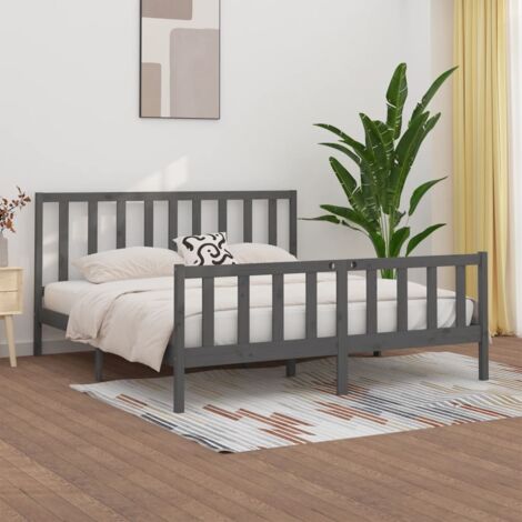 Estructura de cama de madera maciza gris 200x200 cm vidaXL