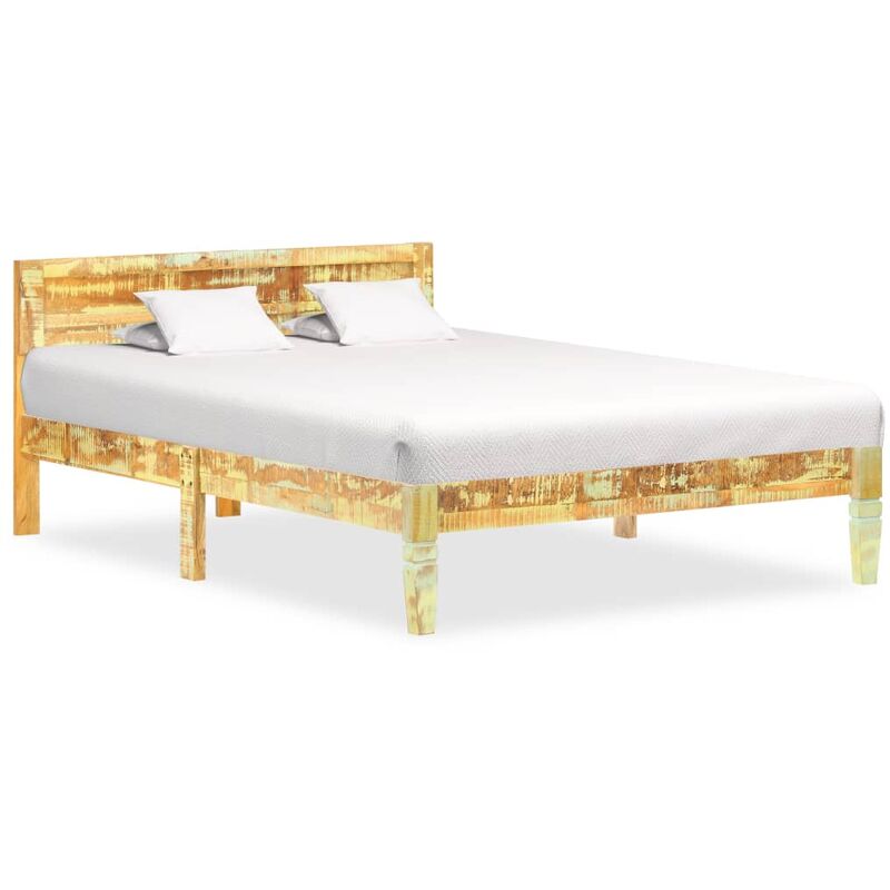 

Estructura de cama de madera maciza reciclada 120x200 cm - Marrón