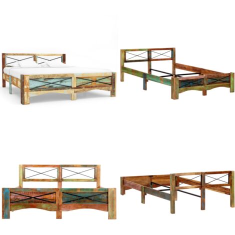 Estructura de cama de madera maciza reciclada 140x200 cm - Estructura de cama - Madera reciclada