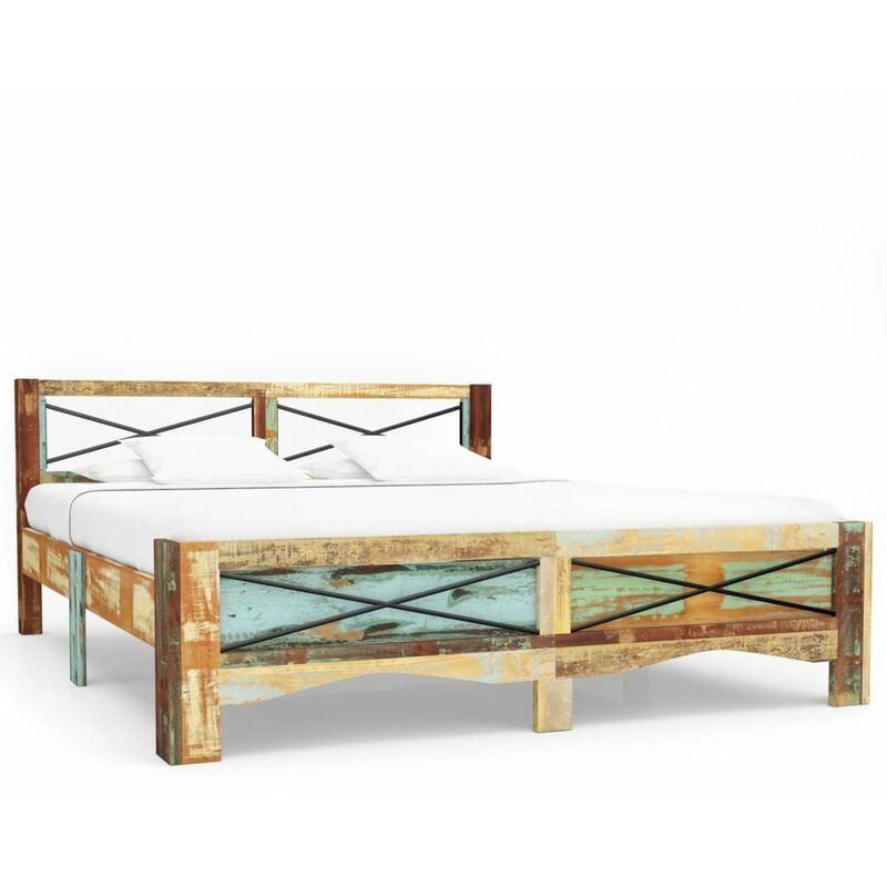 

Estructura de cama de madera maciza reciclada 160x200 cm