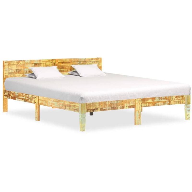 

Estructura de cama de madera maciza reciclada 180x200 cm - Marrón